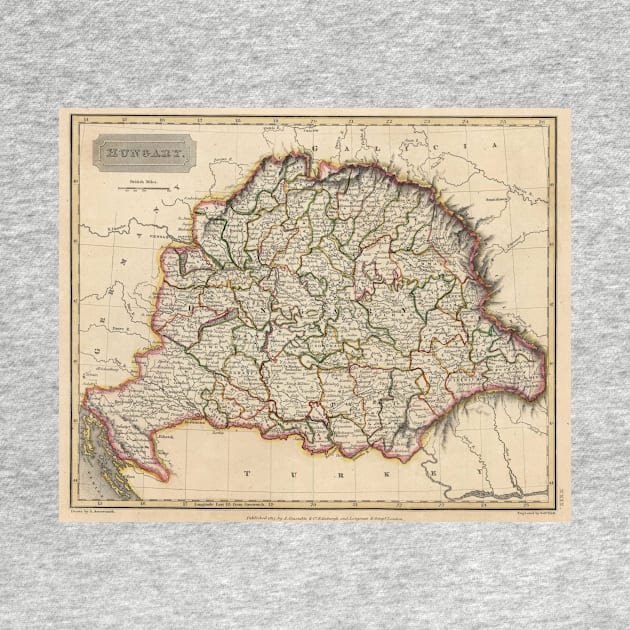 Vintage Map of Hungary (1817) by Bravuramedia